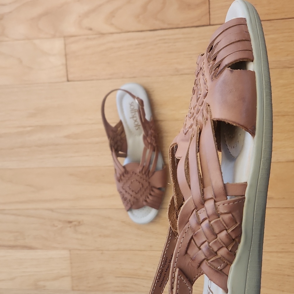 Softspots Women's Woven Leather Slingback Sandals in Brown - Picture 7 of 7